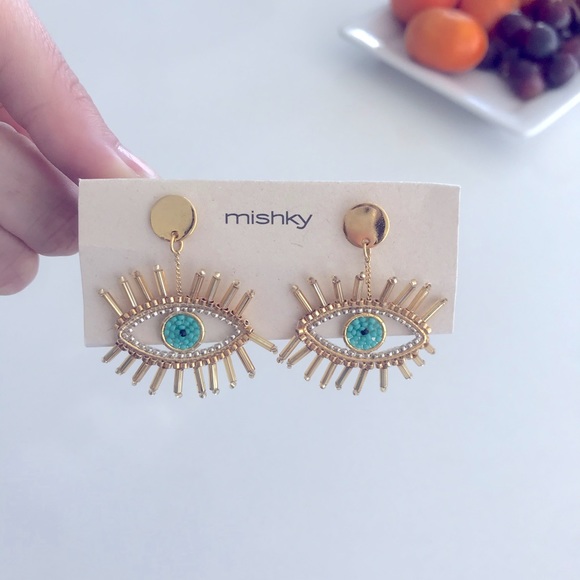 Mishky Golden Evil Eye Earrings - Picture 4 of 4